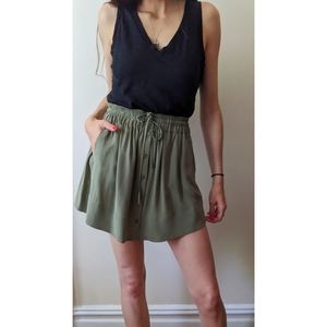NWT Joie Army Green Silk 'Wendolyn' Mini Skirt
